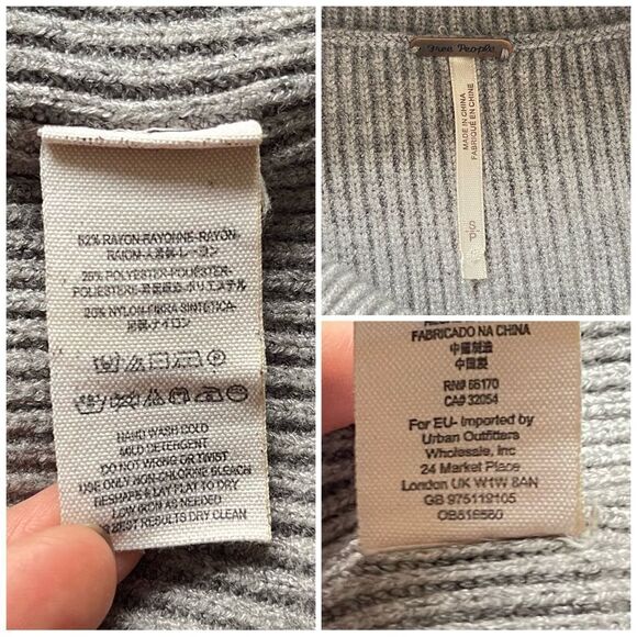 Free People Gray turtleneck ribbed sweater oversized Small preowned - Picture 4 of 4